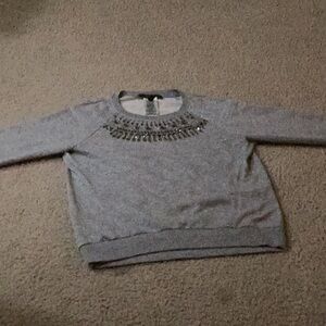 BCBGMaxAzria women Light Gray Embellished Sweater